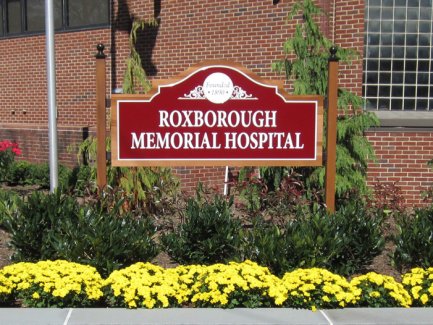 Roxborough Memorial Hospital Carved Cedar