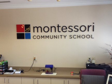 Montessori of Newtown lobby dimensional letters