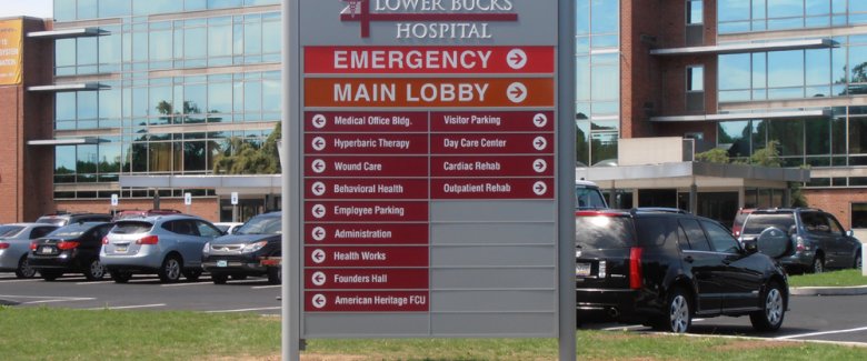 Lower Bucks Hospital Main Entrance Directional Pylon